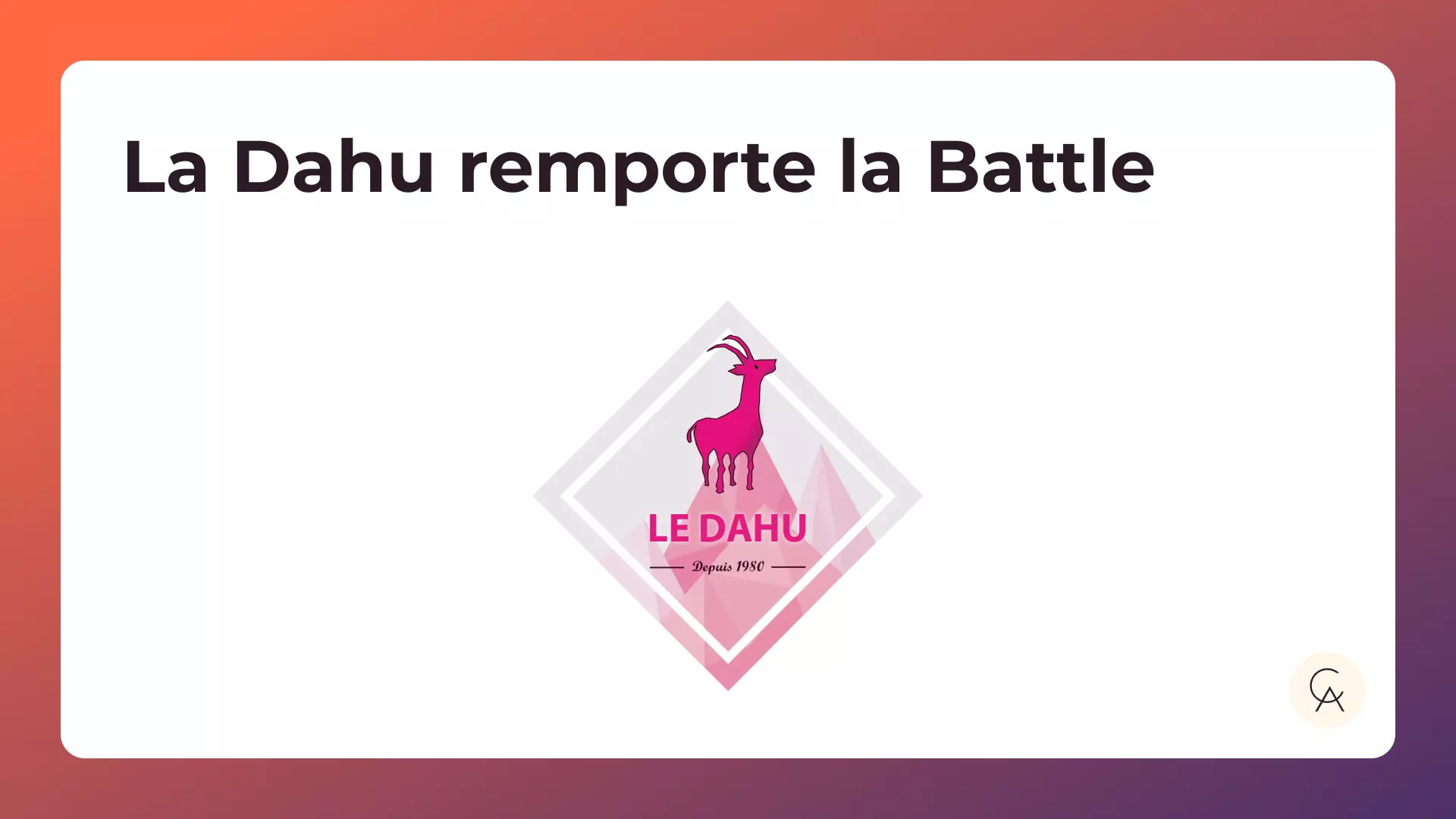 Logo du Dahu avec le texte "Le Dahu remporte la Battle"